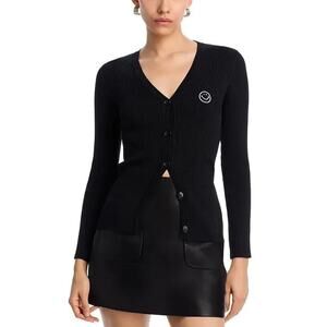 NWT Joshua Sanders Ribbed Smiley Logo Cardigan Sweater Black – Size S Italy